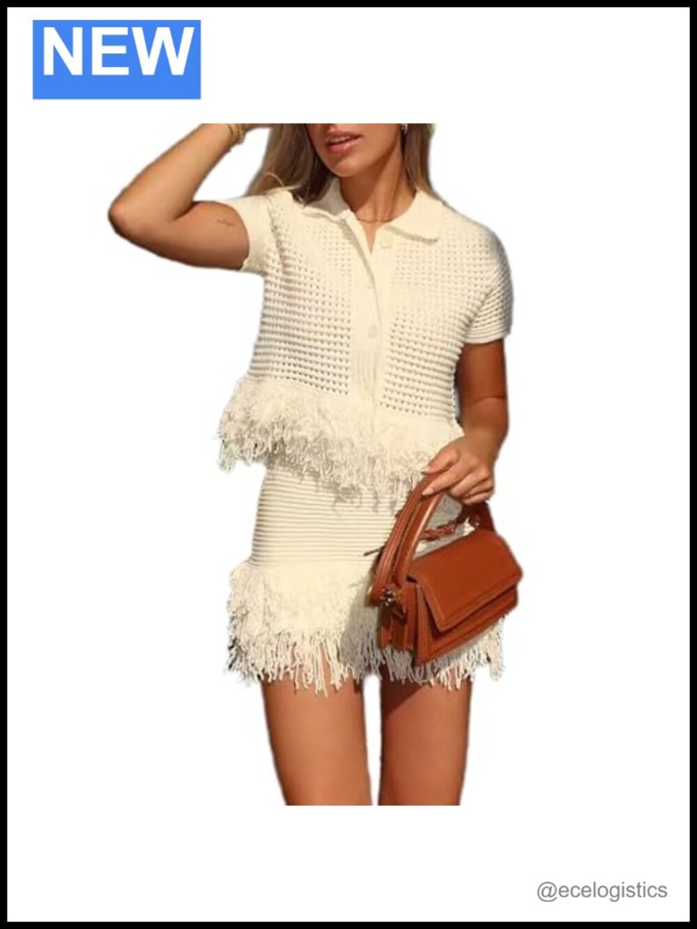 Crochet Knit 2 Piece Skirt Set Short Sleeve Top Mini Skirt Vacation Outfit